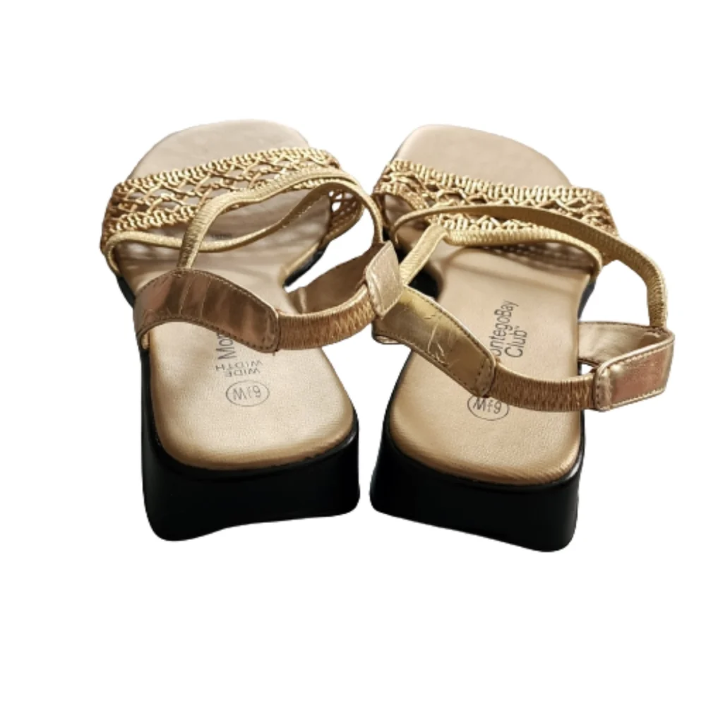 Montego Bay Club Gold Wide Width Strappy Sandals Size 6.5 Women's - Picture 5 of 9